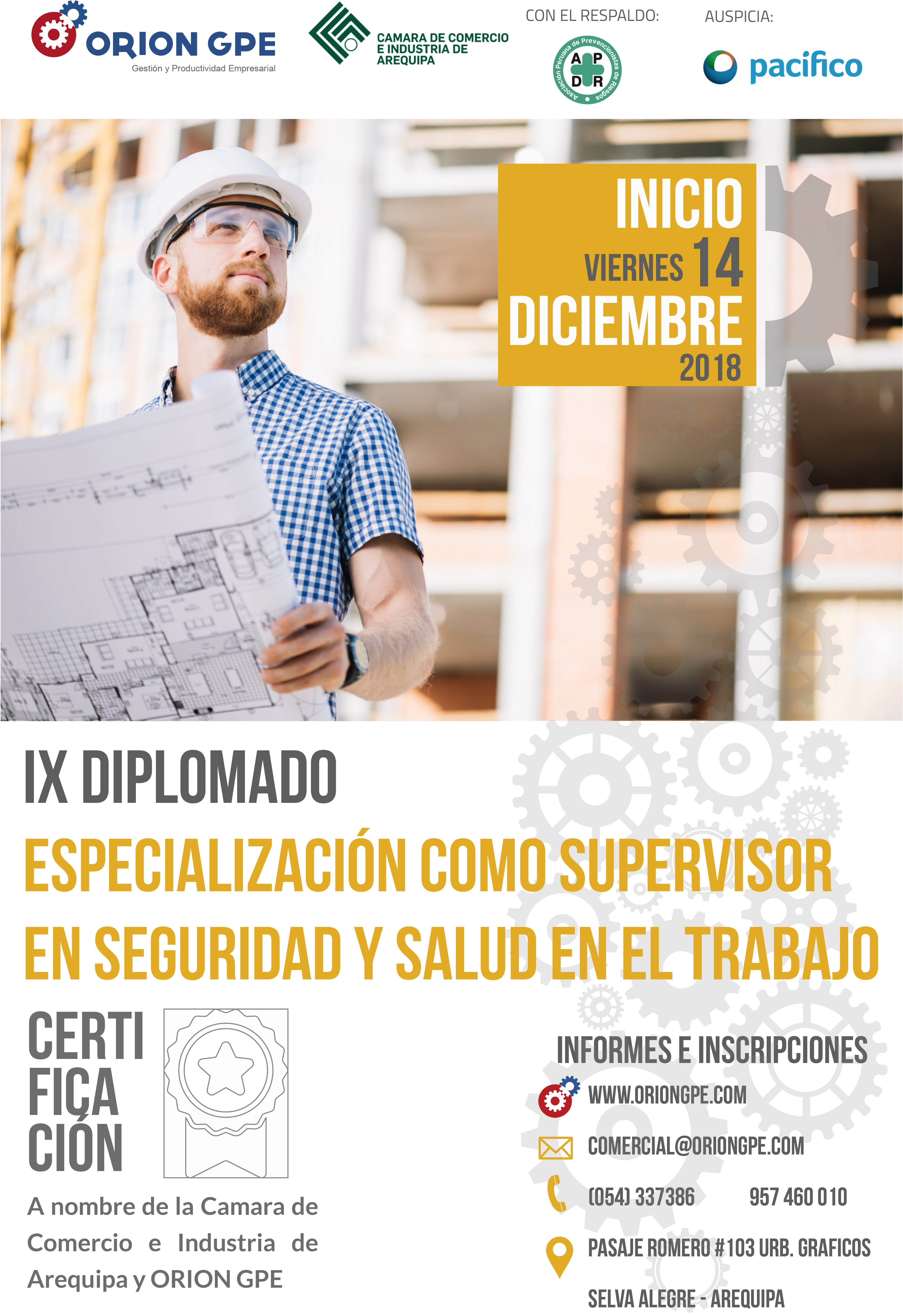 En este momento estás viendo IX DIPLOMADO DE ESPECIALIZACIÓN COMO SUPERVISOR EN SEGURIDAD Y SALUD EN EL TRABAJO