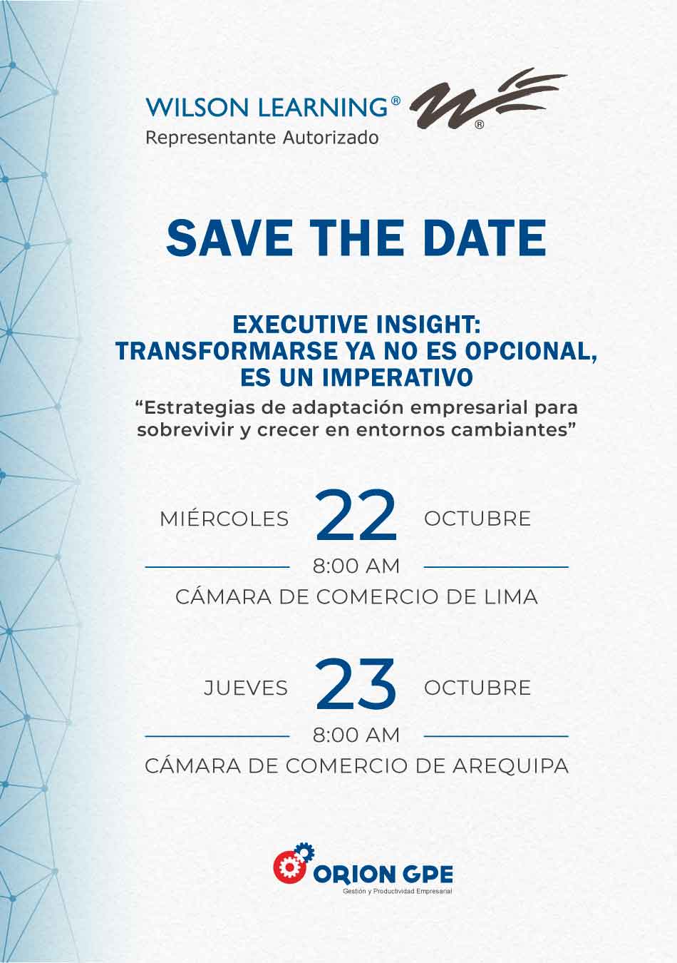Lanzamiento-evento Alianza Wilson Learning Peru-ORION GPE Arequipa Lima